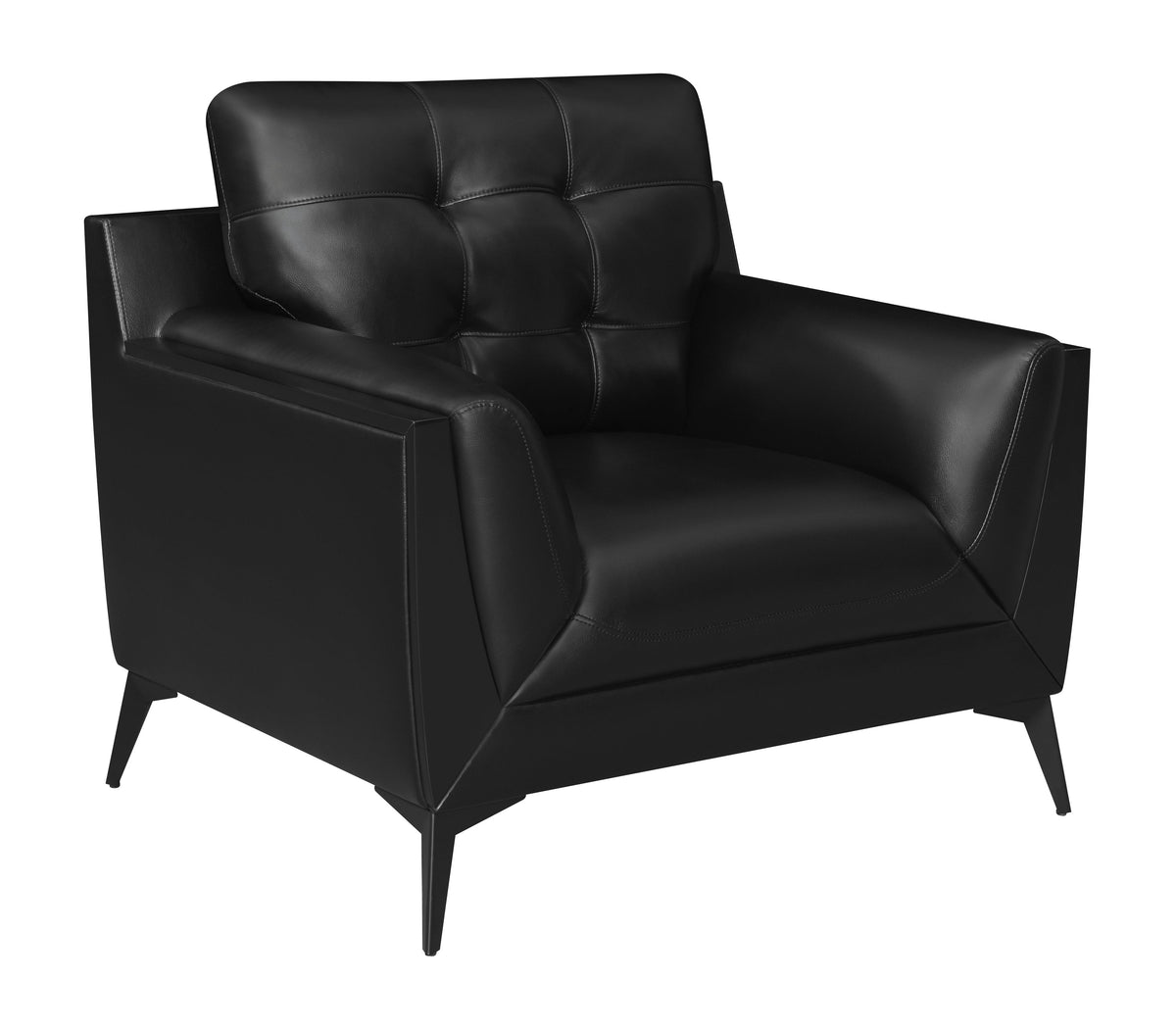 Moira Upholstered Tufted Chair with Track Arms Black