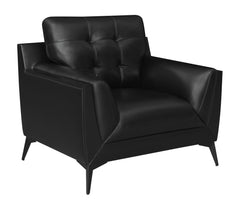 Moira Upholstered Tufted Chair with Track Arms Black