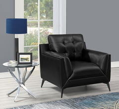 Moira Upholstered Tufted Chair with Track Arms Black