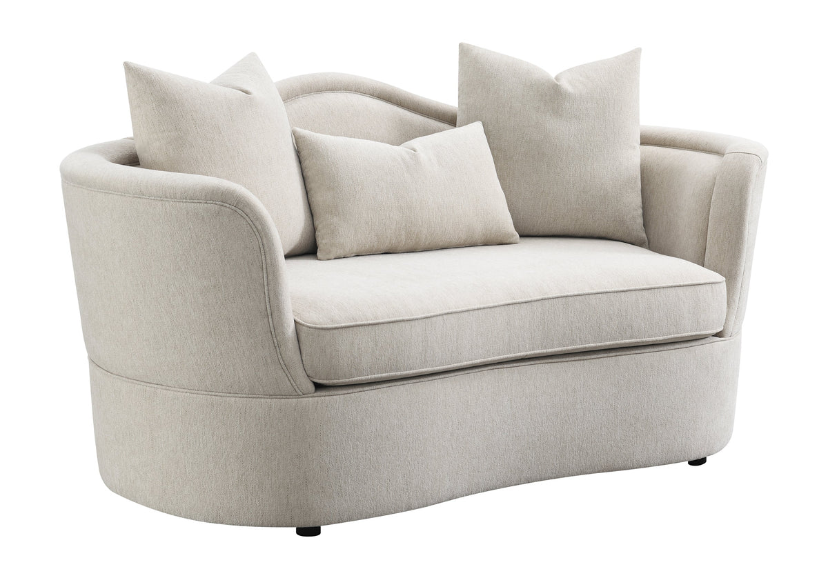 Kamilah Upholstered Loveseat with Camel Back Beige