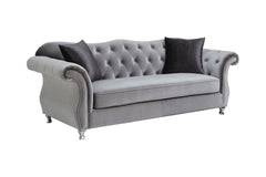 Frostine Button Tufted Sofa Silver