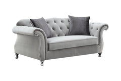 Frostine Button Tufted Sofa Silver