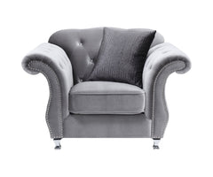 Frostine Button Tufted Sofa Silver