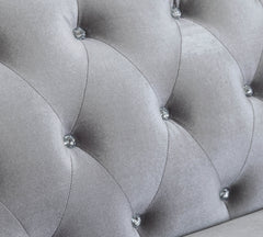 Frostine Button Tufted Sofa Silver