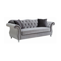 Frostine Button Tufted Sofa Silver