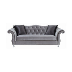 Frostine Button Tufted Sofa Silver