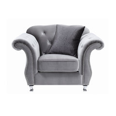 Frostine Button Tufted Chair Silver