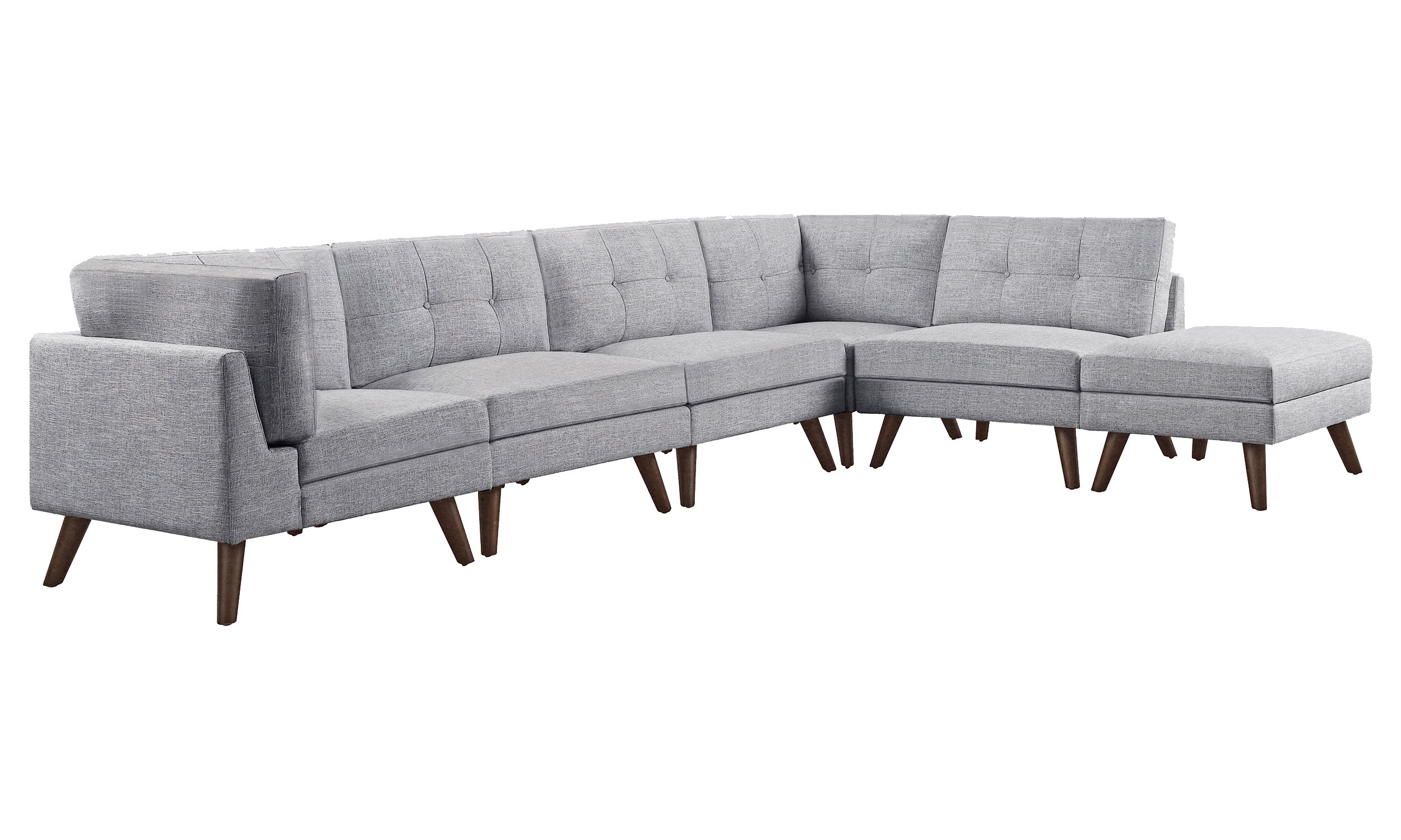 Churchill 6-piece Upholstered Modular Tufted Sectional Grey and Walnut