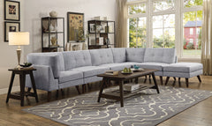 Churchill 6-piece Upholstered Modular Tufted Sectional Grey and Walnut