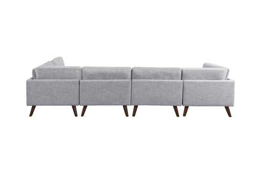 Churchill 6-piece Upholstered Modular Tufted Sectional Grey and Walnut