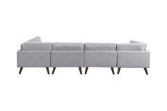 Churchill 6-piece Upholstered Modular Tufted Sectional Grey and Walnut