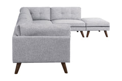 Churchill 6-piece Upholstered Modular Tufted Sectional Grey and Walnut