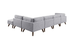 Churchill 6-piece Upholstered Modular Tufted Sectional Grey and Walnut