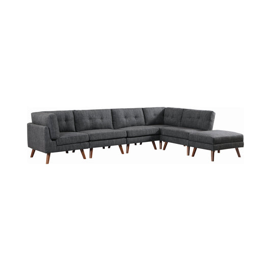 Churchill Tufted Cushion Back Corner Dark Grey and Walnut