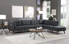 Churchill Tufted Cushion Back Corner Dark Grey and Walnut