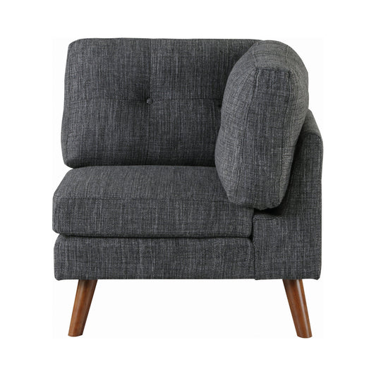 Churchill Tufted Cushion Back Corner Dark Grey and Walnut