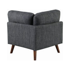 Churchill Tufted Cushion Back Corner Dark Grey and Walnut