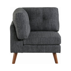 Churchill Tufted Cushion Back Corner Dark Grey and Walnut