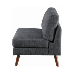 Churchill Tufted Cushion Back Armless Chair Dark Grey and Walnut