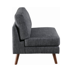 Churchill Tufted Cushion Back Armless Chair Dark Grey and Walnut