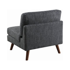 Churchill Tufted Cushion Back Armless Chair Dark Grey and Walnut