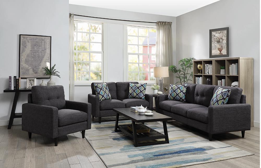 Dorice Watsonville 3-Piece Cushion Back Living Room Set Grey