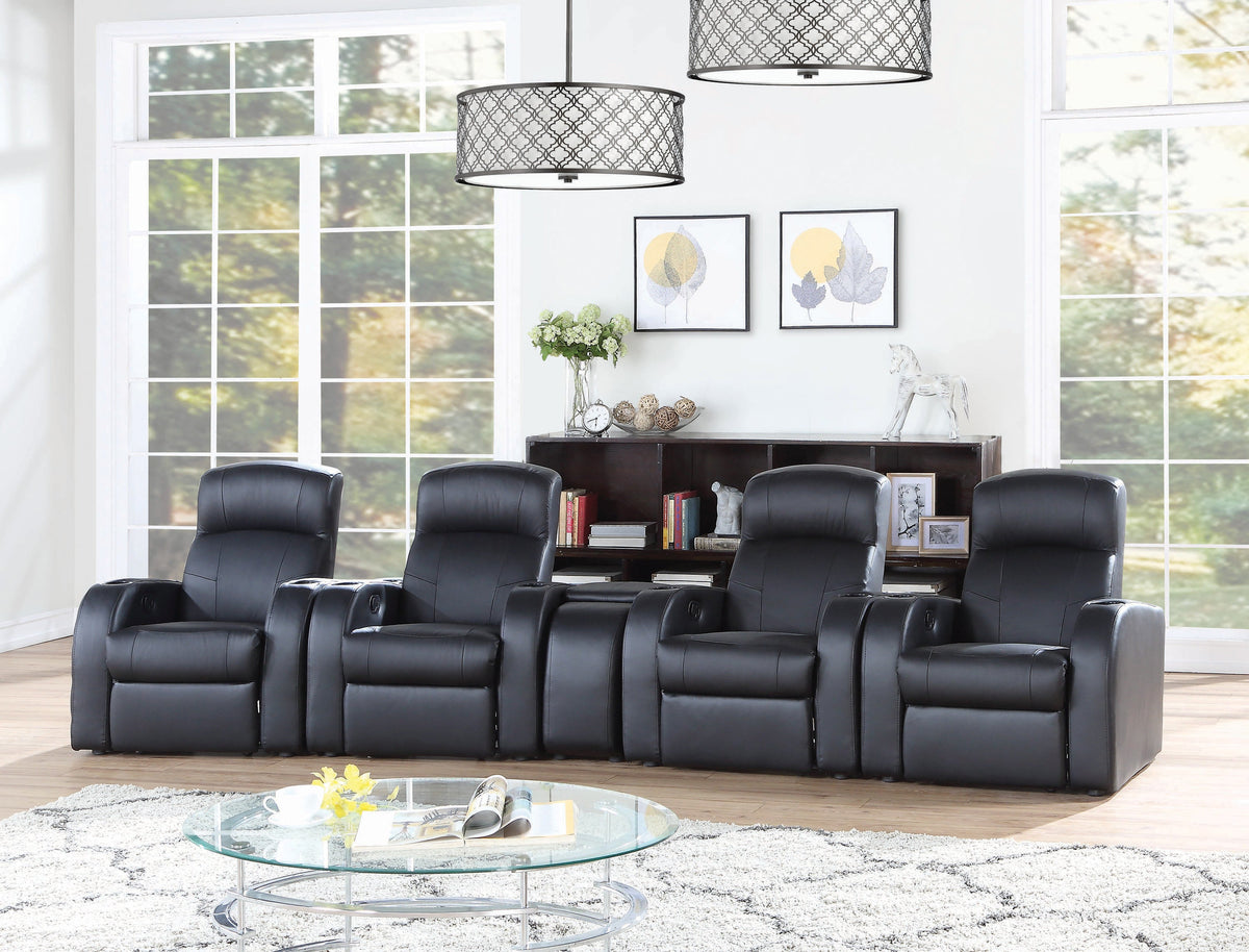 Cyrus Upholstered Recliner Living Room Set Black