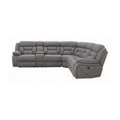 Higgins Four-Piece Upholstered Power Sectional Grey