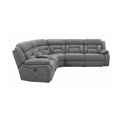 Higgins Four-Piece Upholstered Power Sectional Grey