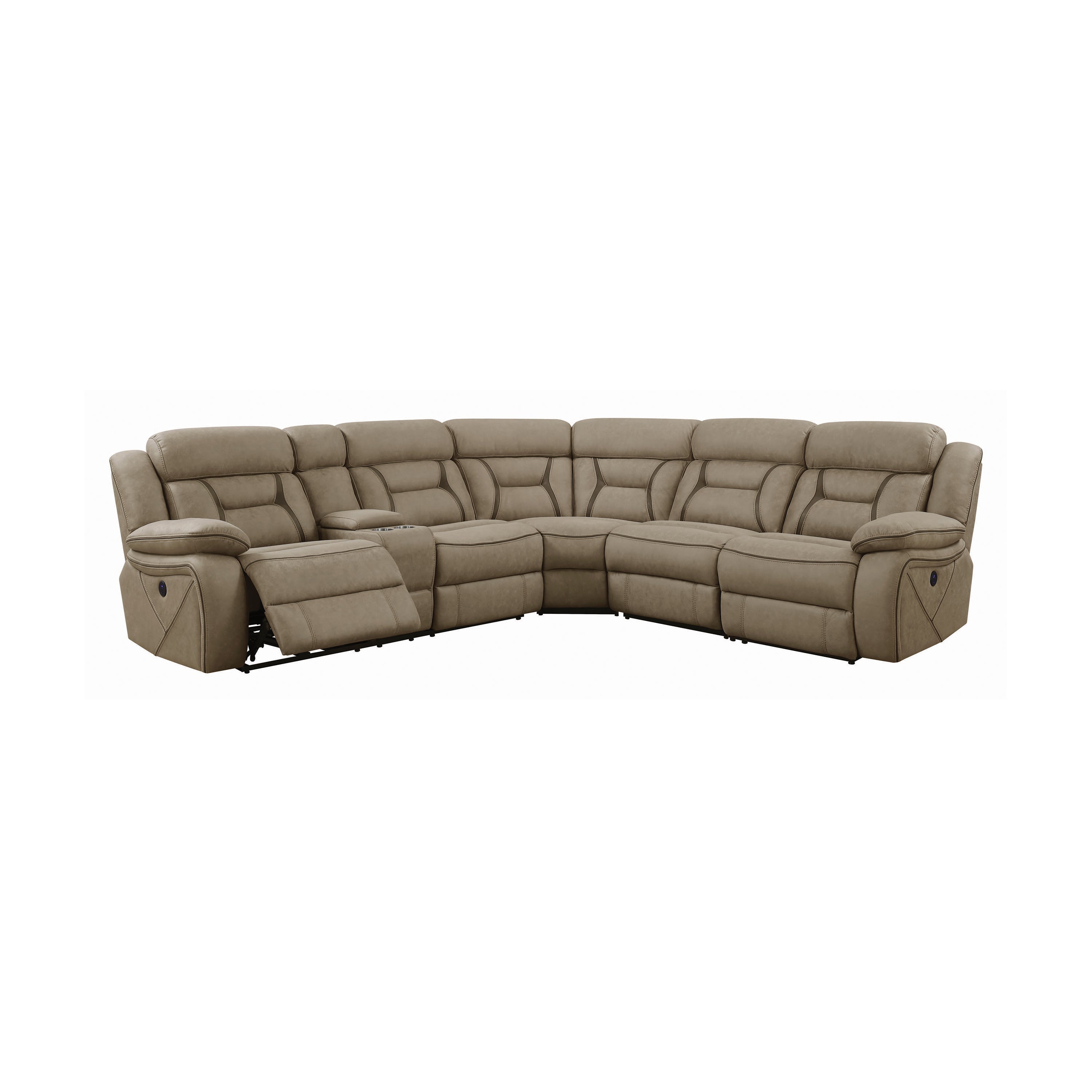 Higgins Four-Piece Upholstered Power Sectional Tan