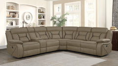 Higgins Four-Piece Upholstered Power Sectional Tan