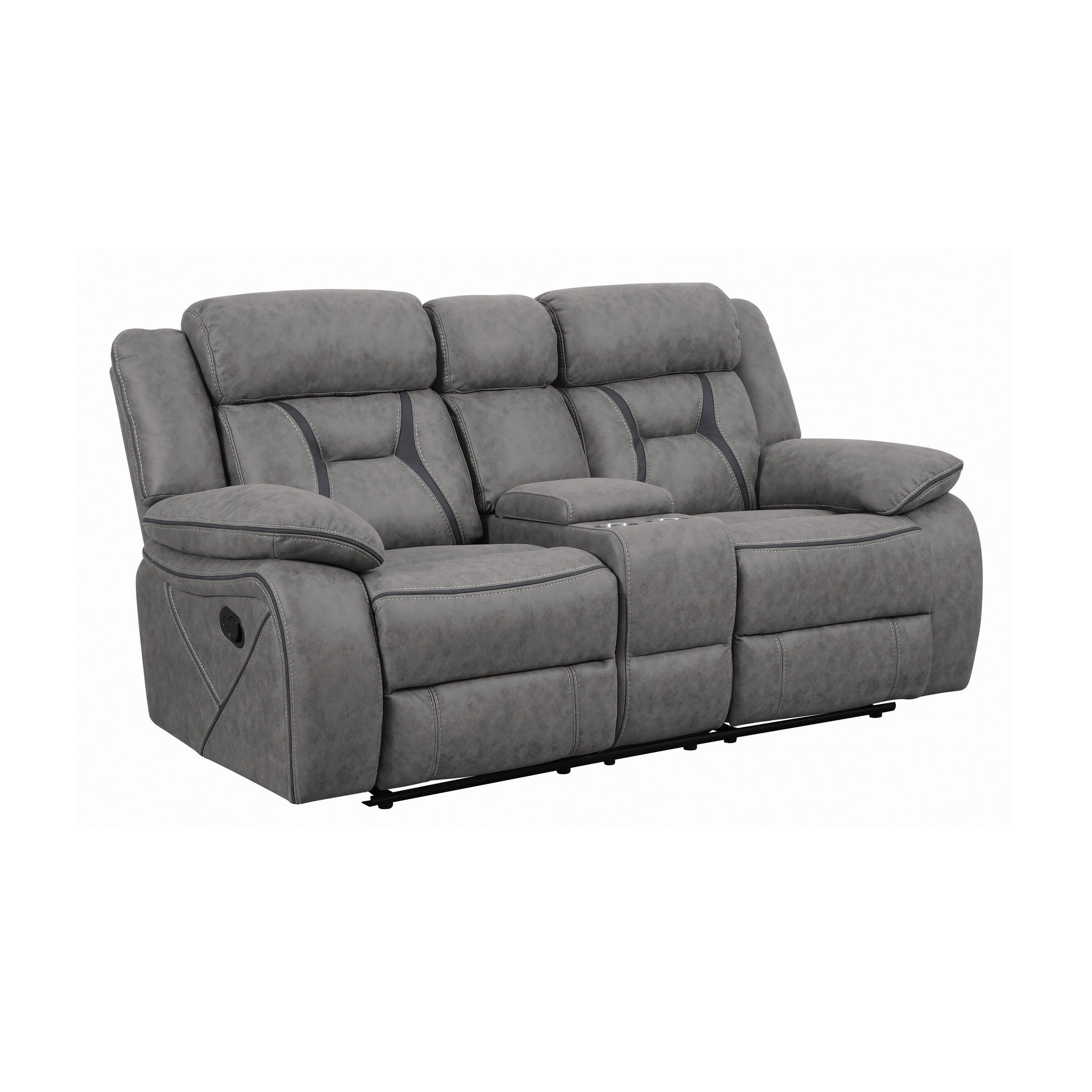 Higgins Pillow Top Arm Motion Loveseat with Console Grey