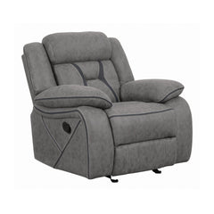 Higgins Overstuffed Upholstered Glider Recliner Grey