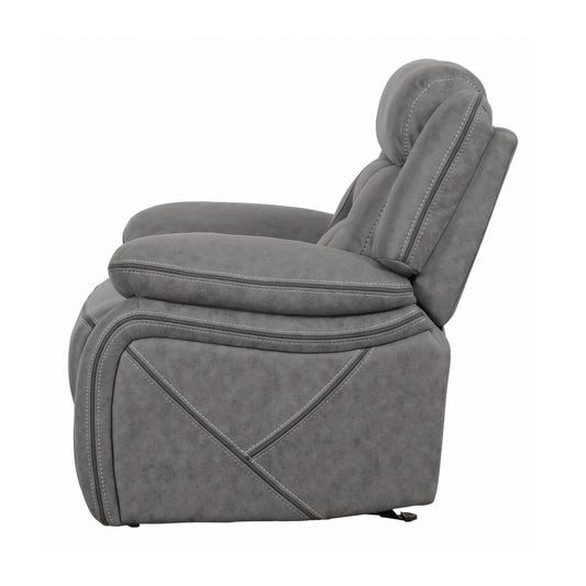 Higgins Overstuffed Upholstered Glider Recliner Grey