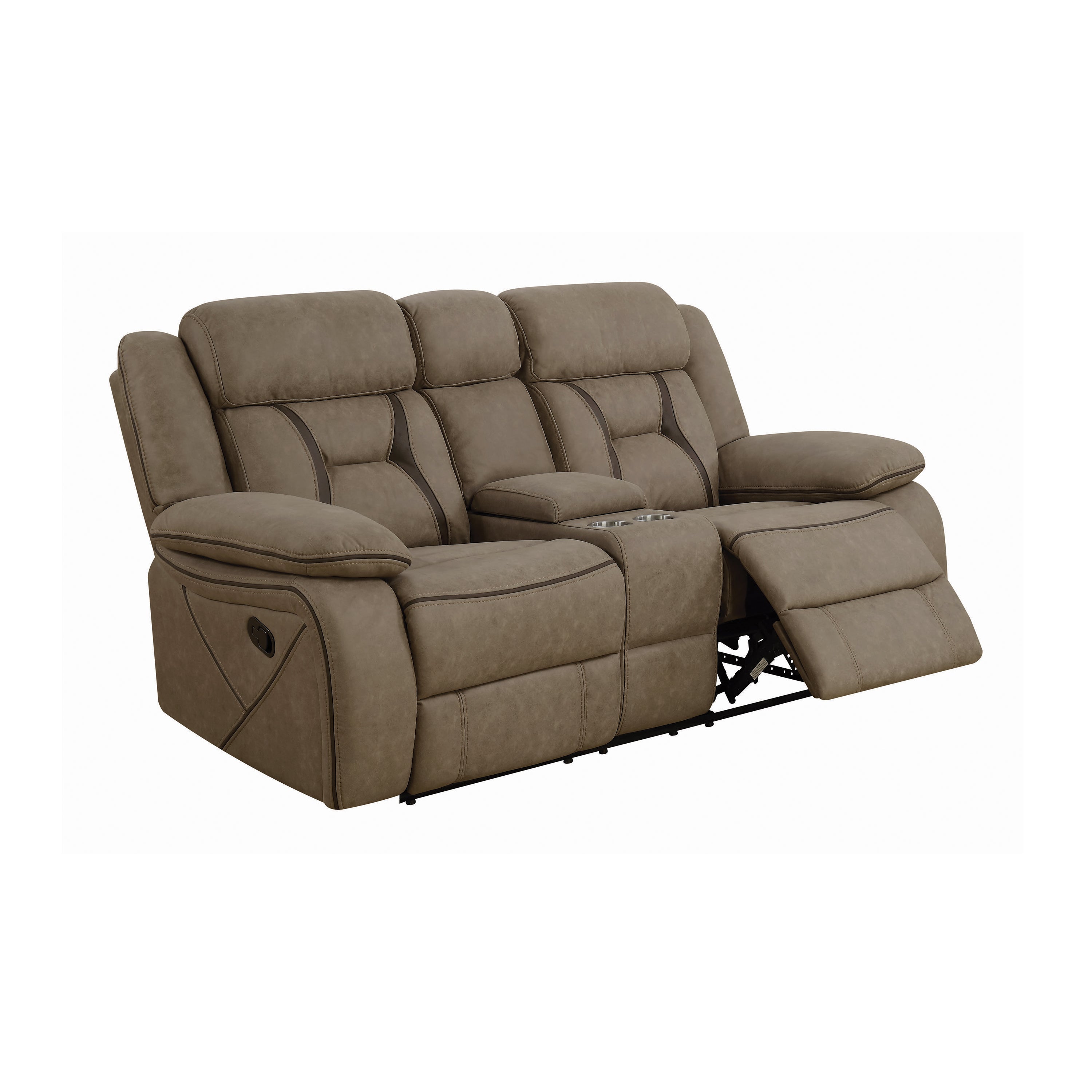 Higgins Pillow Top Arm Motion Loveseat with Console Tan