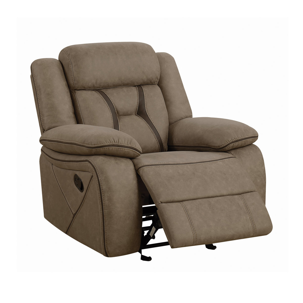 Higgins Overstuffed Upholstered Glider Recliner Tan