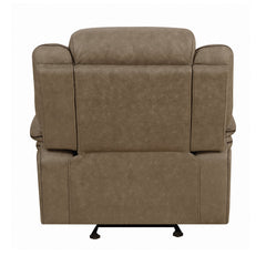 Higgins Overstuffed Upholstered Glider Recliner Tan