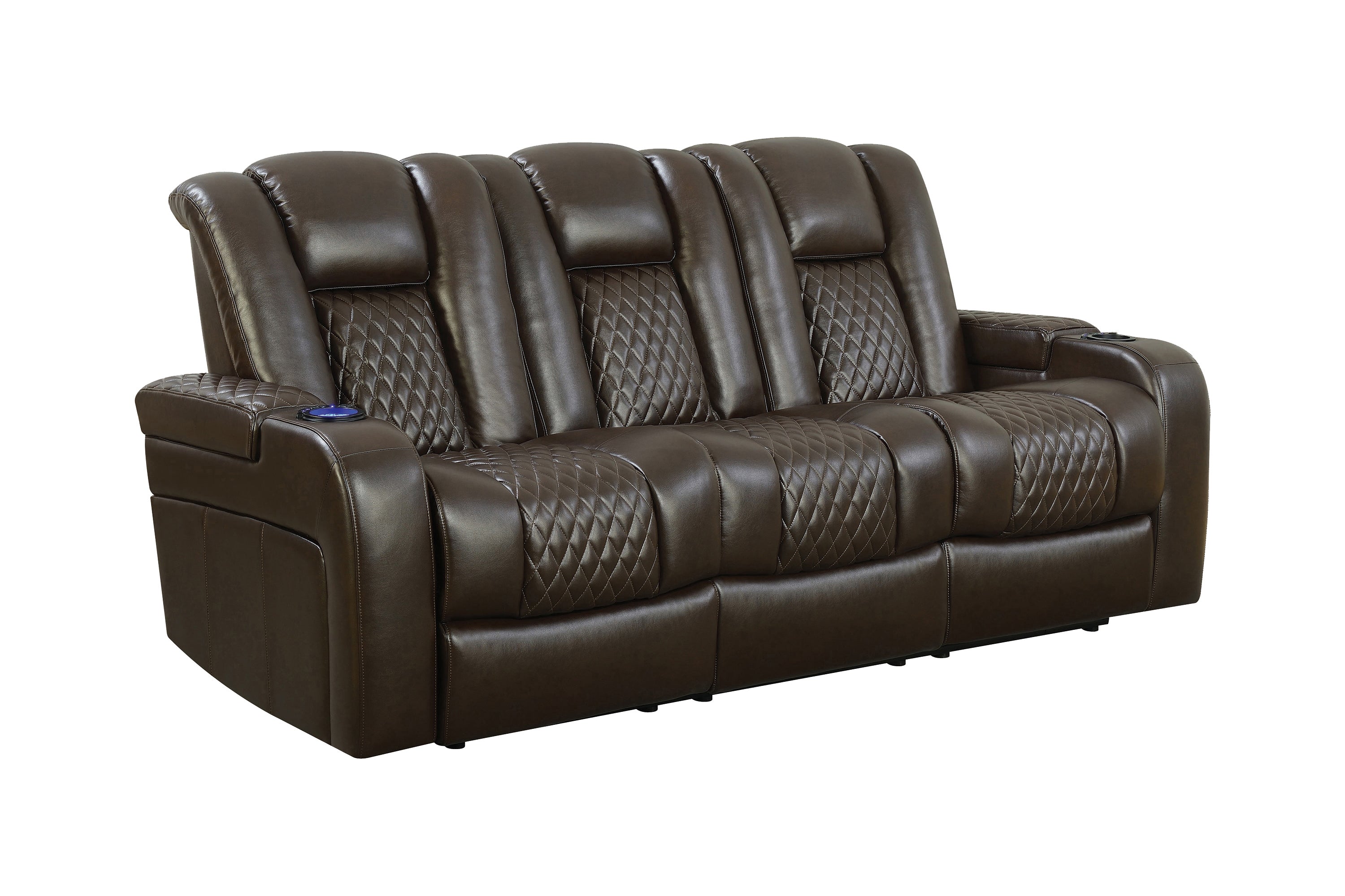 Delangelo Power^2 Sofa with Drop-down Table Brown