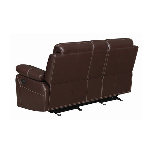 Myleene Glider Loveseat with Console Chestnut