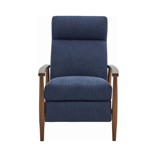 Kaylie Upholstered Push-Back Recliner Navy Blue