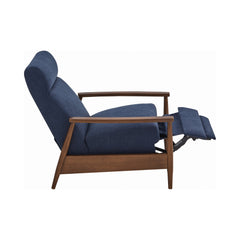 Kaylie Upholstered Push-Back Recliner Navy Blue