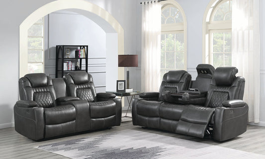 Korbach 2-piece Power^2 Living Room Set Charcoal