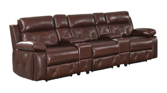 Chester Upholstered Power Reclining Seat and Power Headrest Home Theater Chocolate