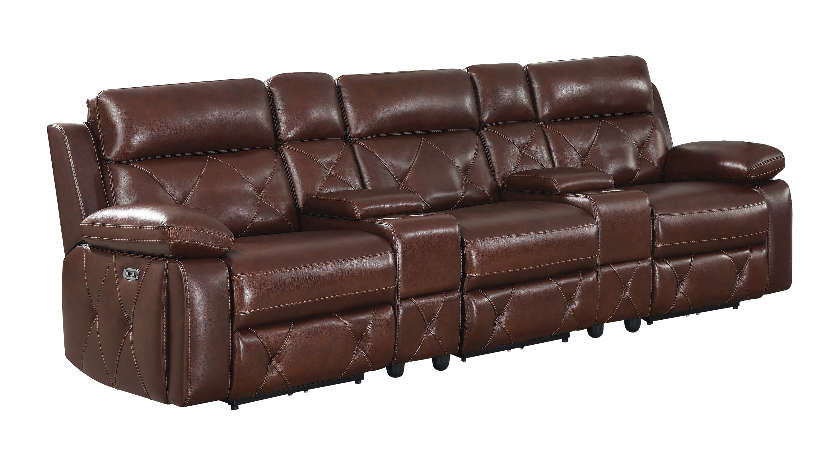 Chester Upholstered Power Reclining Seat and Power Headrest Sofa Chocolate