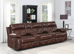 Chester Upholstered Power Reclining Seat and Power Headrest Sofa Chocolate