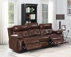 Chester Upholstered Power Reclining Seat and Power Headrest Sofa Chocolate