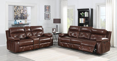 Chester Upholstered Power Reclining Seat and Power Headrest Sofa Chocolate