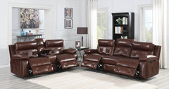 Chester Upholstered Power Reclining Seat and Power Headrest Sofa Chocolate