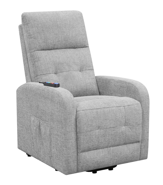 Howie Tufted Upholstered Power Lift Recliner Grey