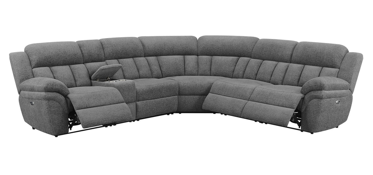 Bahrain 6-piece Upholstered Power Sectional Charcoal